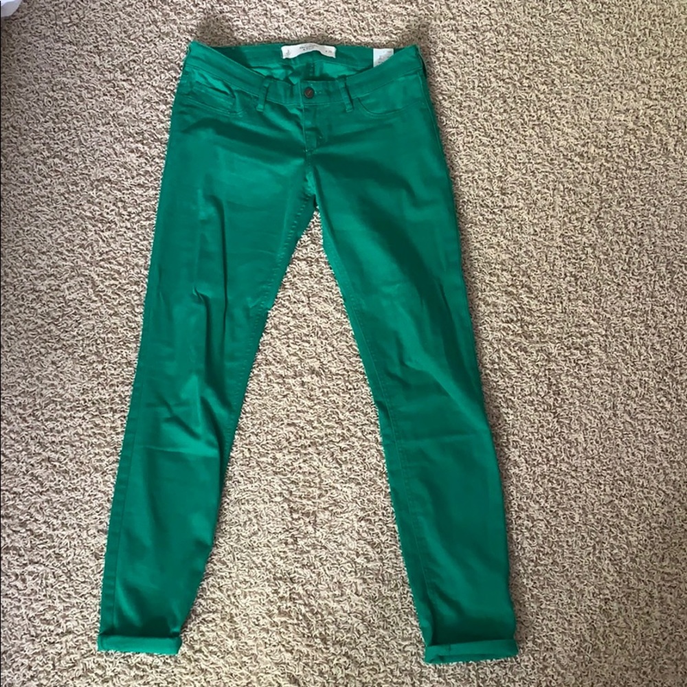 Abercrombie and Fitch Green skinny jeans